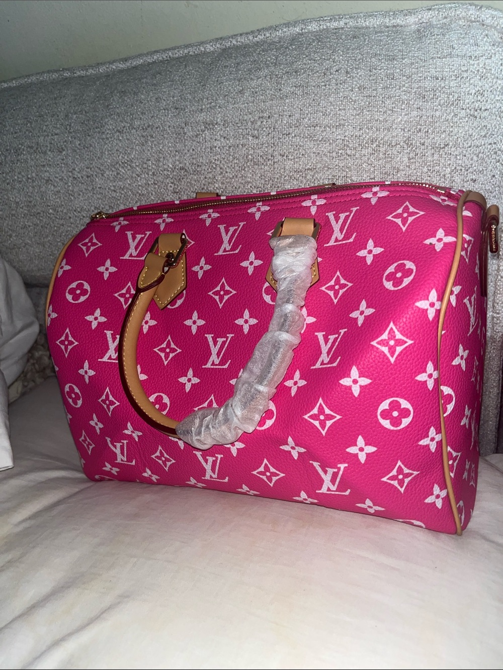 Source Unknown Hot Pink Satchel with Tan Trim - Picture 4 of 4